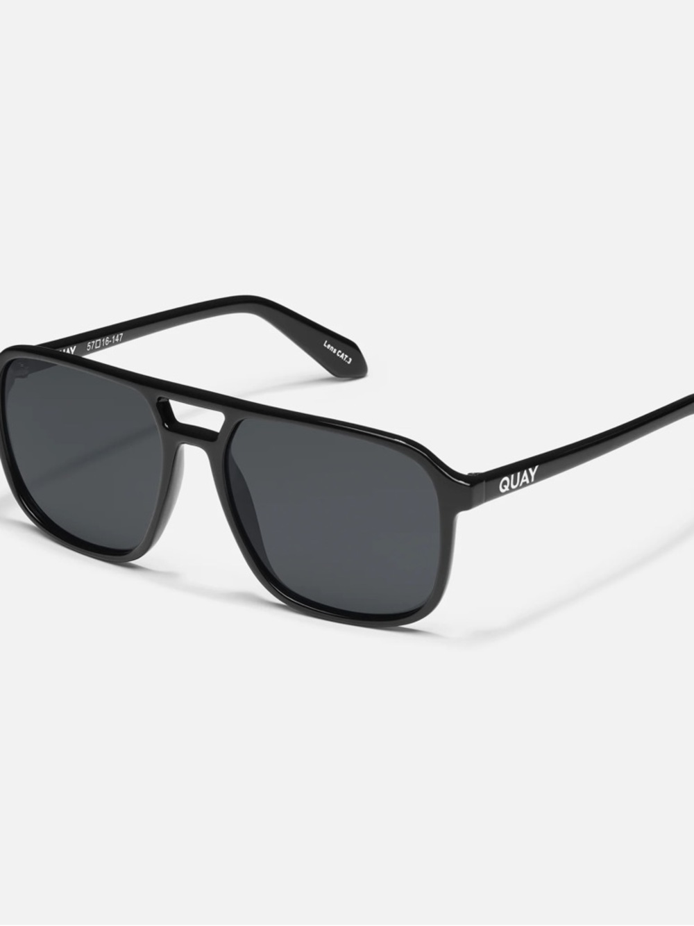 Quay Australia Black Frame Smoke Lens Square Aviator Sunglasses